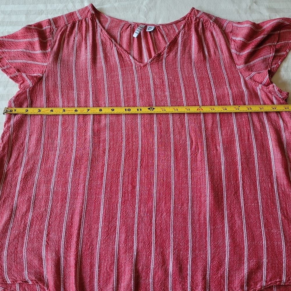 ELLE Women's Striped Red Top Short Sleeves Sixe XXL - Picture 5 of 9